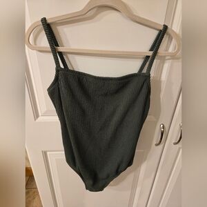 Women's Green Textured Swimsuit